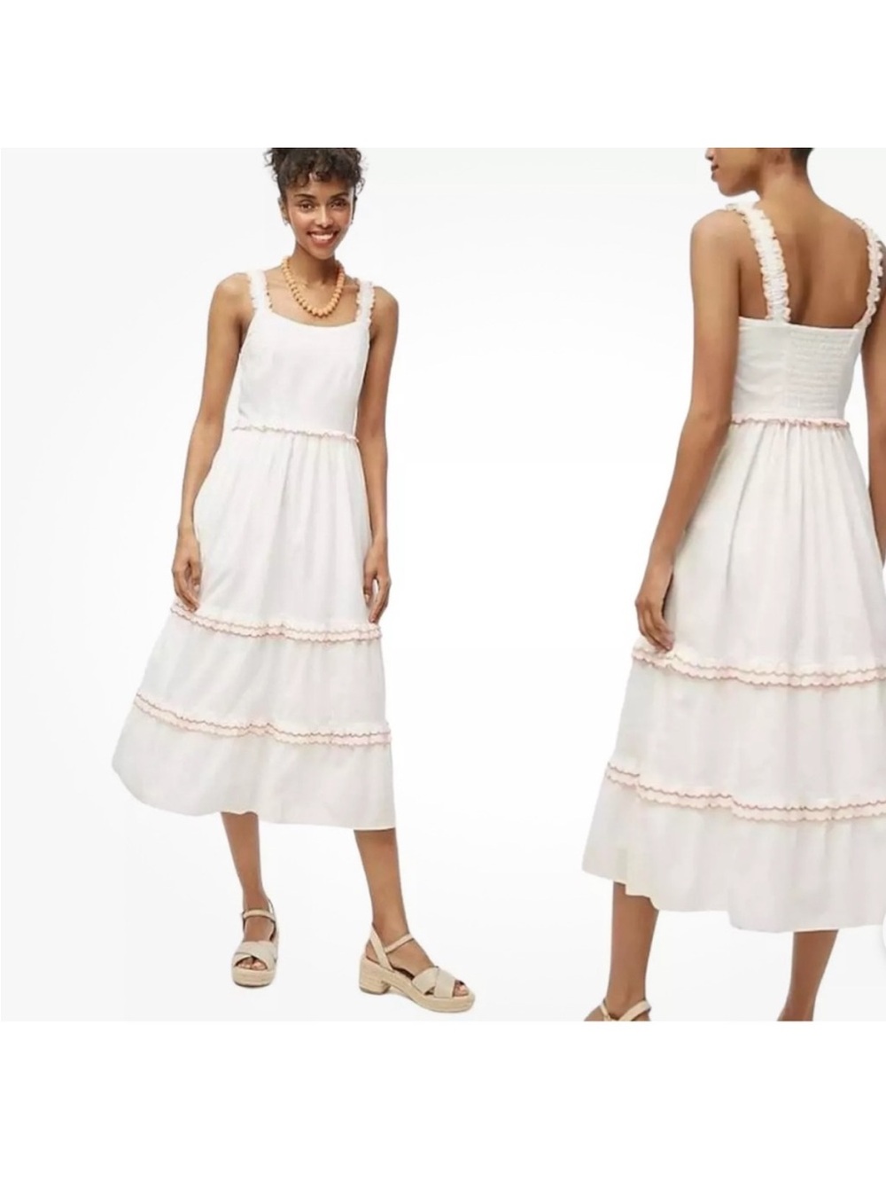 J.Crew Scallop Trim Tiered Midi Dress